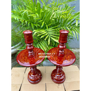 ĐÔI CHÂN NẾN THỜ BẰNG GỖ ( sơn son cao cấp )