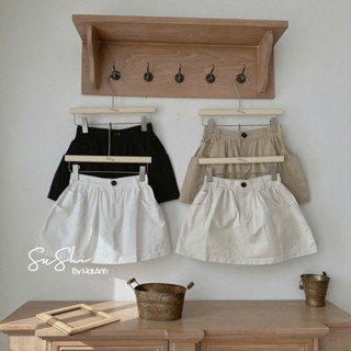  Chân váy nữ chân váy kaki dáng ngắn lưng chun có lót sau 2 túi màu đen trắng be pc Hàn Quốc 