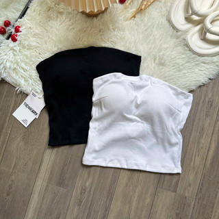  TIENSTYLE - Áo Thun Nữ Bigsize 80kg-Áo Ống Quây Có Đệm Hai Màu Đen Trắng 