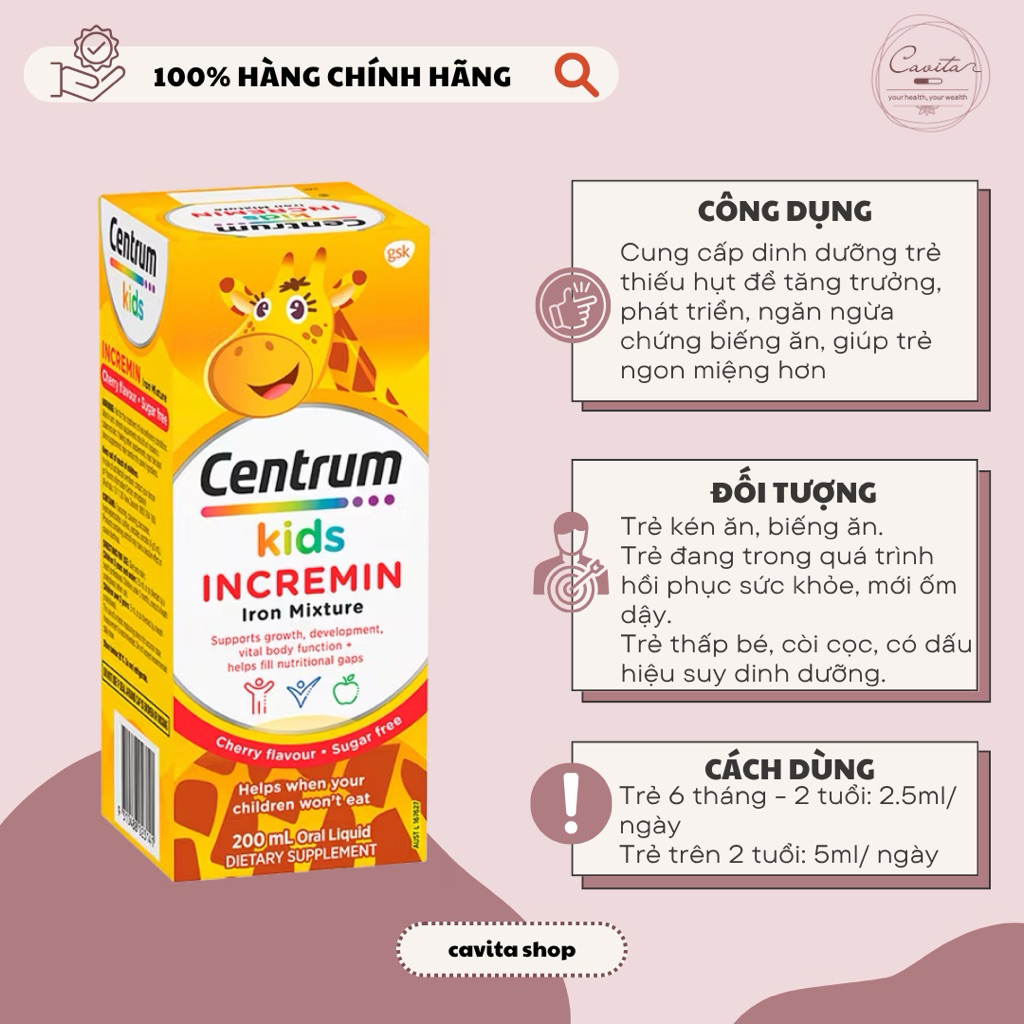 Siro Centrum Kids Incremin Iron Mixture Của Úc 200ml