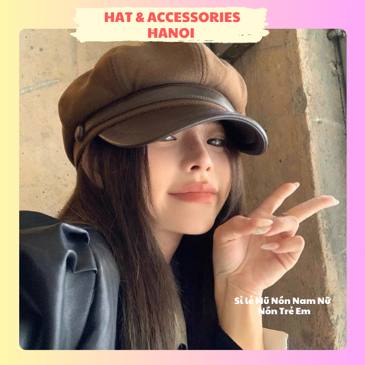 Mũ Nồi Nữ Nón beret thủy thủ trơn , logo minmin thời trang phong cách Retro Nhật Bản - HNN02