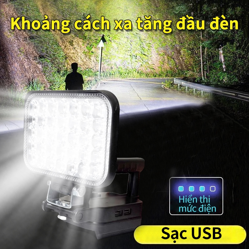 Đèn pha led dùng pin công suất lớn,đèn tích điện Đèn pin led chiếu xa dùng chân pin Makita