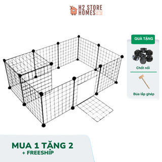  Combo Chuồng Quây Chuồng Ghép Chó Mèo 12 Tấm Sắt  tặng 24 chốt nối  - H2 Store 
