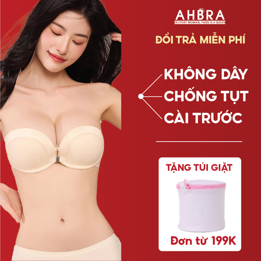 Áo Ngực Không Dây Nâng Ngực Cài Trước Dáng Bra Quây Chống Tụt Mặc Áo Trễ Vai AHBRA FS03