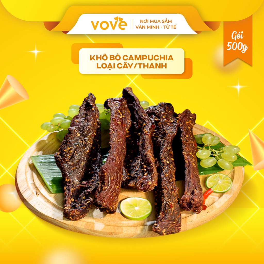 Khô bò Campuchia loại cây/ thanh túi 500gr