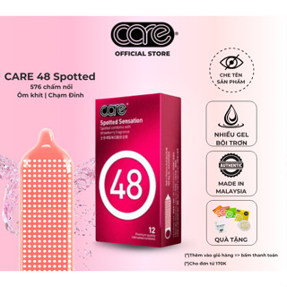 Bao Cao Su có gai CARE 48 Hương Dâu, Kéo Dài Thời Gian, Mỏng Nhiều Gel Bôi Trơn Hộp 12 Bcs gai li ti