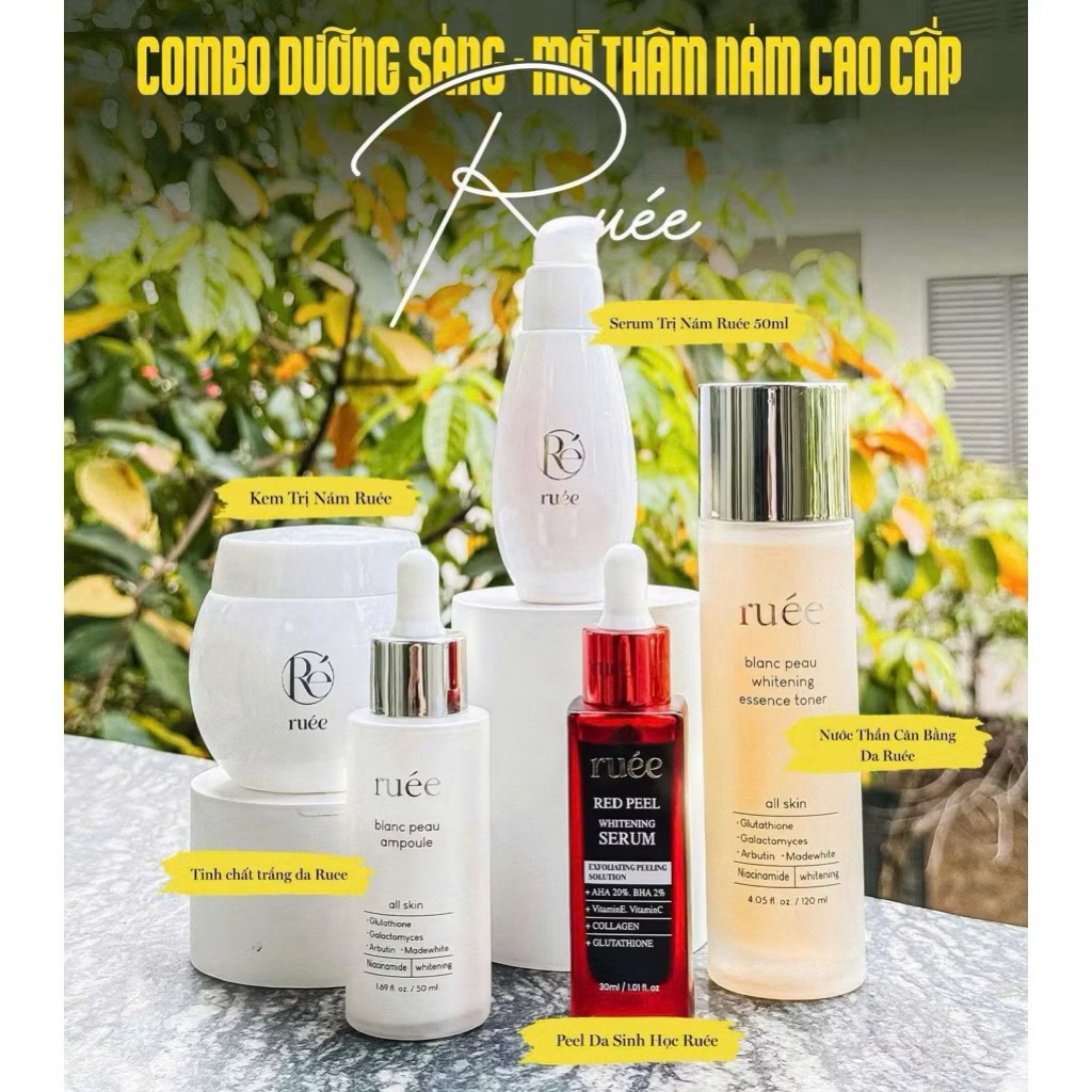 ( Hàng công ty đủ tem ) Bộ sản phẩm "Combo ngày đêm "hỗ trợ nám, trắng da, căng bóng Rúee 50ml