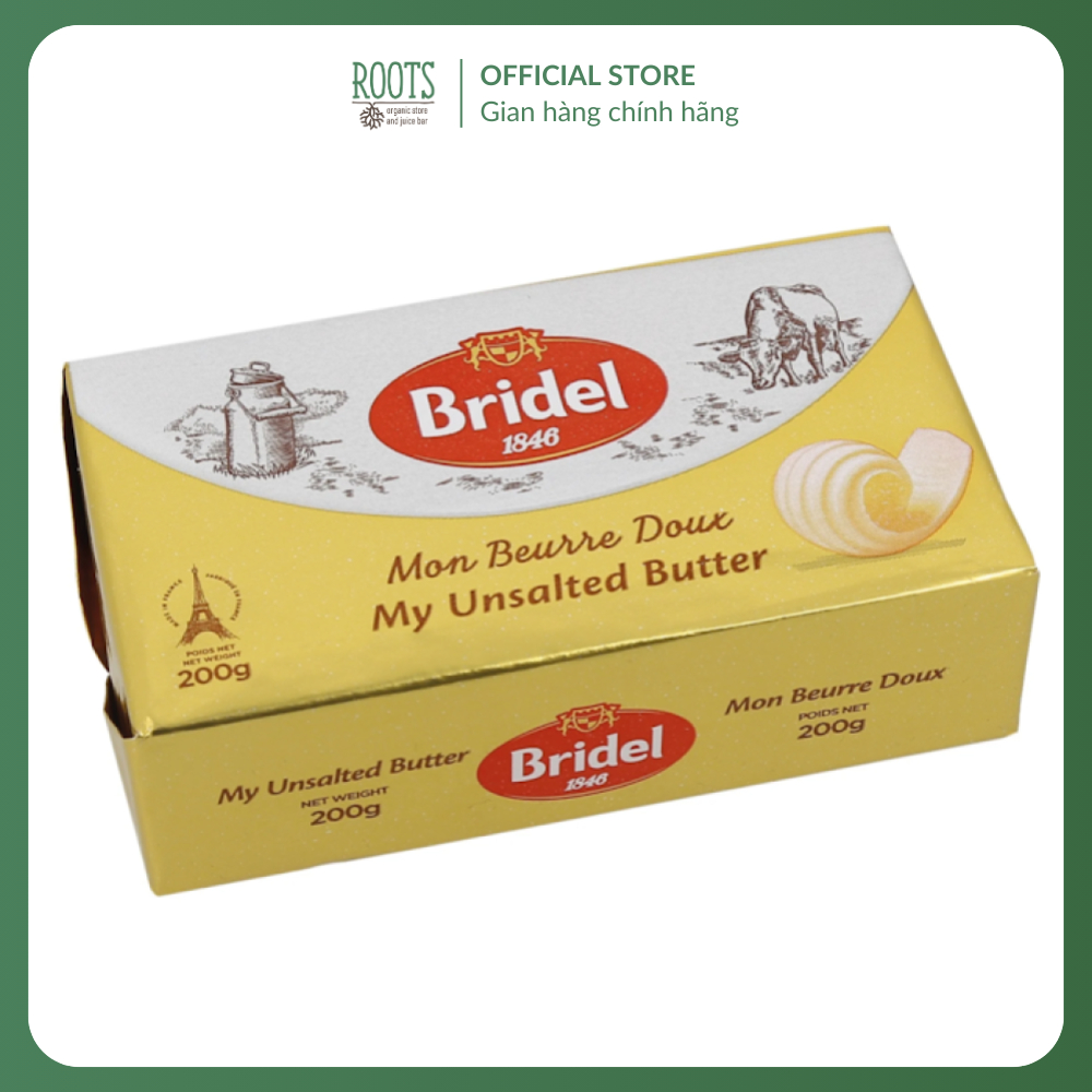 (Ship hỏa tốc) BRIDEL - Bơ Lạt, Unsalted Butter, 82% Fat (200g)