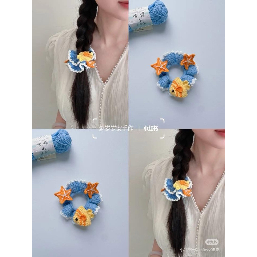 Dây cột tóc Scrunchies len handmade tặng quà