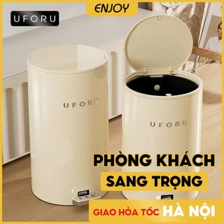  Thùng rác phòng khách phòng ngủ UFORU nắp êm chống ồn cao cấp 2 kiểu mở nắp chất liệu nhựa ABS PP - EJ660 