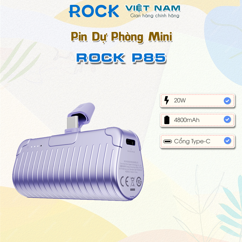 Pin Dự Phòng Mini ROCK P85 4800mAh 20W (Fast Charging)