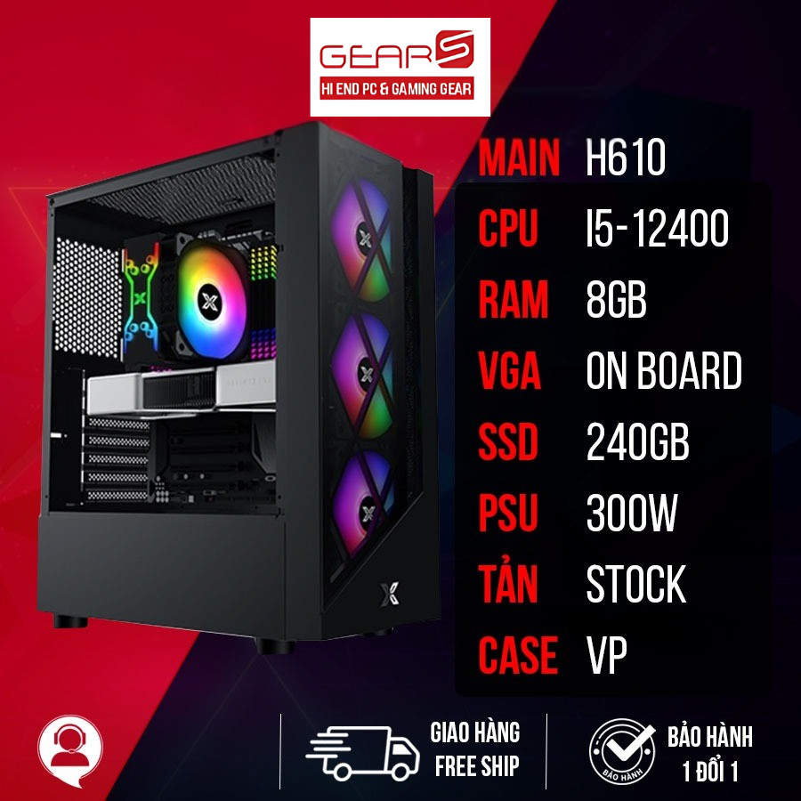 [FULL VAT] Bộ máy tính PC chơi game, học tập, làm việc online H610 + i5 12400+ 8gb ram GIÁ SIÊU SỐC 