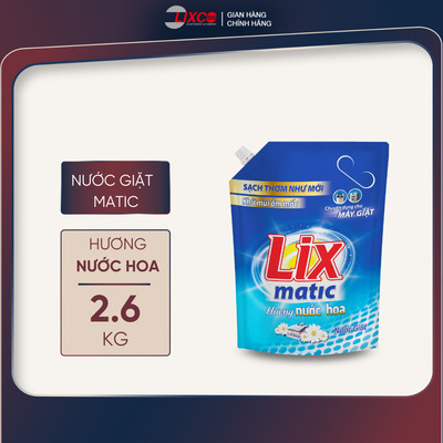 Nước giặt Lix Matic hương nước hoa túi 2.6kg giặt tẩy vết bẩn cứng đầu, máy giặt cửa trước NGM27 - Lixco Việt Nam