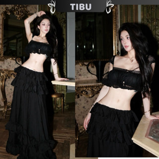 Set Áo Croptop Cánh Tiên Phối Chân Váy Dài Xoè TIBU Set Đồ Nữ Sang Chảnh Đi Chơi Dự Tiệc Tôn Dáng B562
