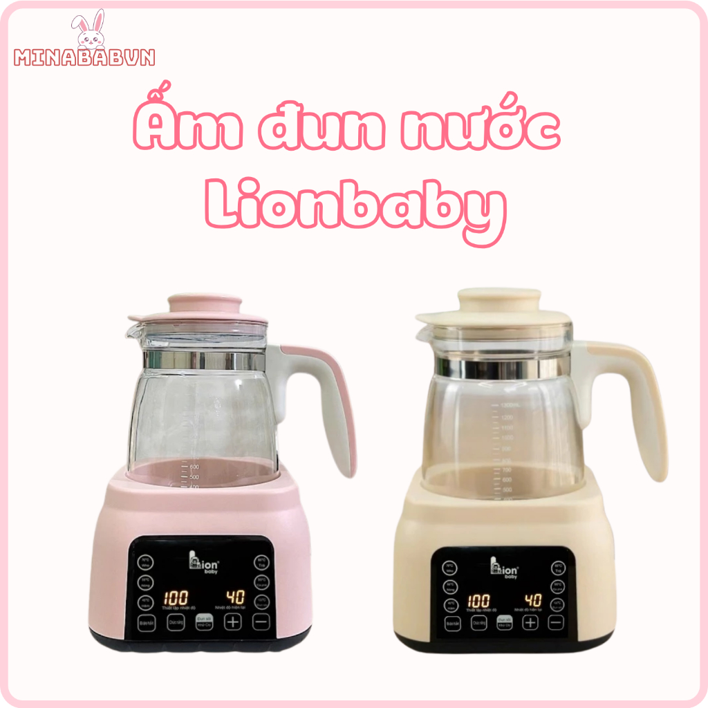 [TẶNG KÈM KHAY HÂM,CHÂN CẮM ] Ấm Đun Nước Pha Sữa Lion Baby Cho Bé, Hâm Sữa Cho Bé Đa năng Thông Min