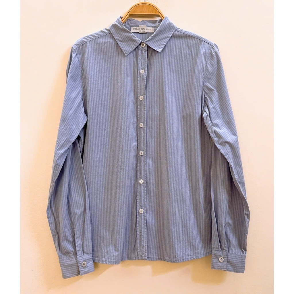 Áo sơ mi kẻ sọc dài tay nữ của Mỹ- 2 Hand (Size L)-Women's American long sleeve striped shirt - 2 Ha