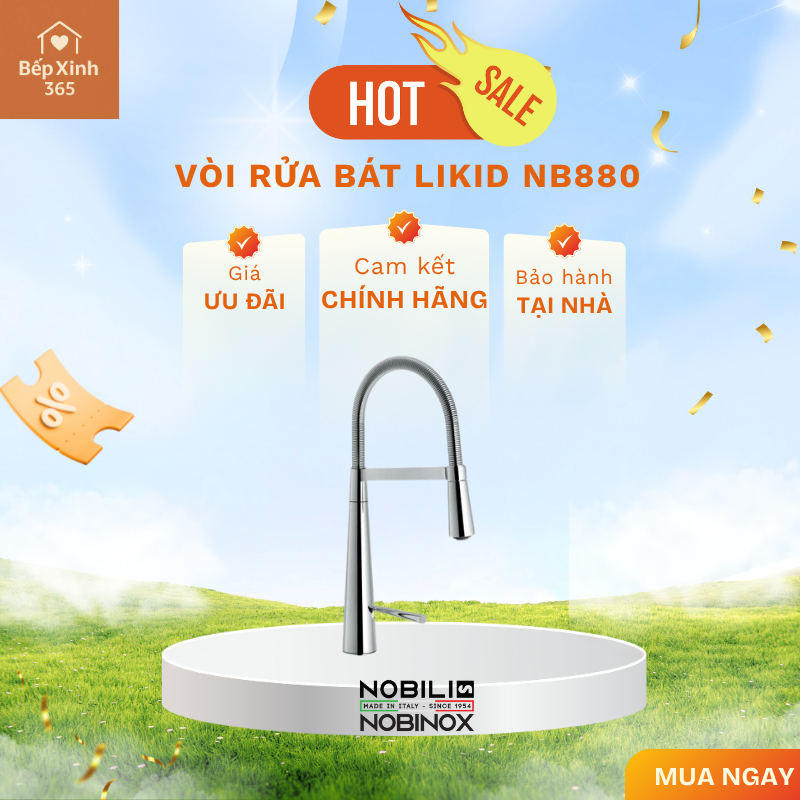 Vòi Rửa Bát Cần Mềm LIKID NB880 Đầu Vòi Dây Rút, Xoay 360 Độ, Tiện Ích Tối Ưu Cho Gian Bếp Hiện Đại