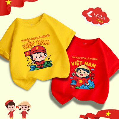 Áo phông cho bé "Tự hào con là người Việt Nam" cho bé size từ  15-45kg - Áo thun cho bé LOZA KIDS  AT004VN