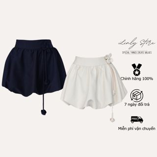 Chân váy bí dáng ngắn phối dây hoa tiểu thư, chân váy bồng xòe cạp cao Linly Store CV-B1
