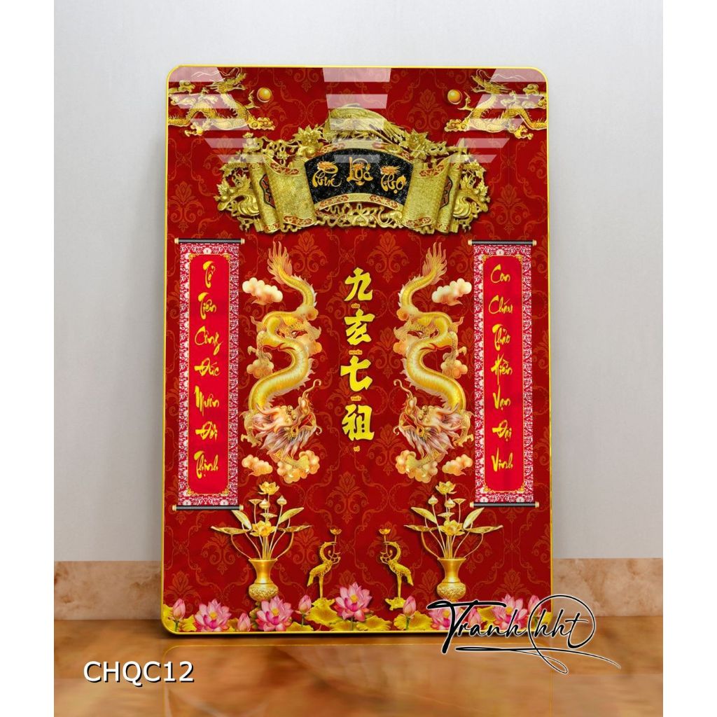 Tranh treo tường cửu huyền thất tổ đức sáng ngàn đời tráng gương CHQC12