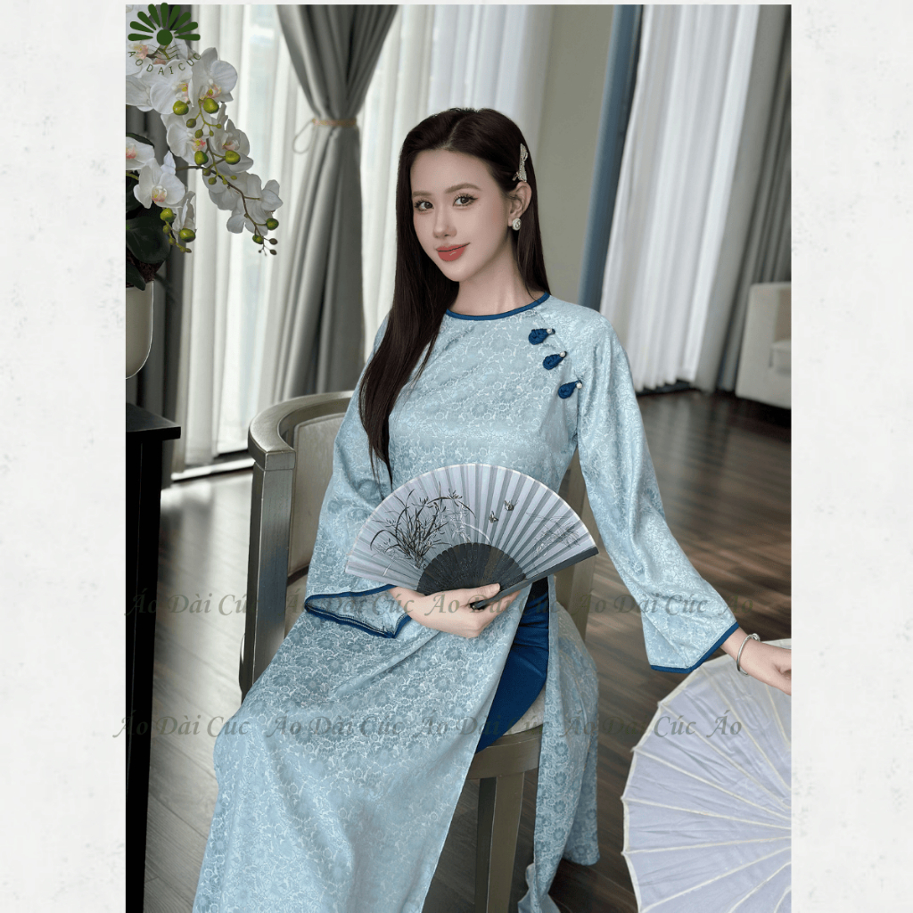 [SẴN HÀNG - HỎA TỐC] Áo dài cách tân Nguyệt Hoa , cách tân dáng suông gấm cúc cao cấp - Áo Dài Cúc | BigBuy360 - bigbuy360.vn