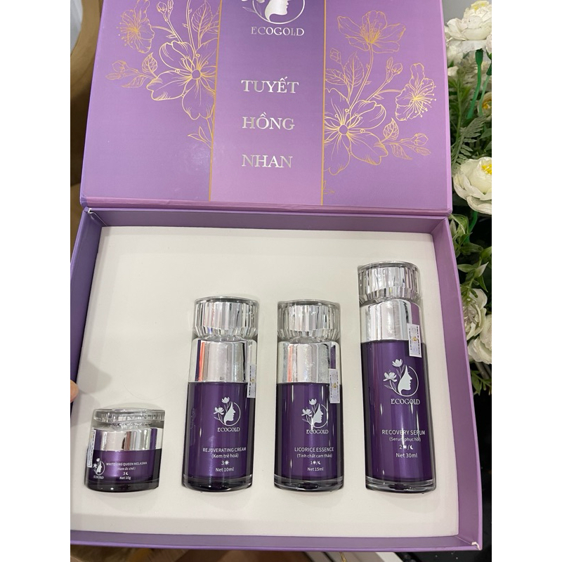 bộ dưỡng tuyết hồng nhan Ecogold, dưỡng da , phục hồi da hử tổn dưỡng căng bóng trắng sáng