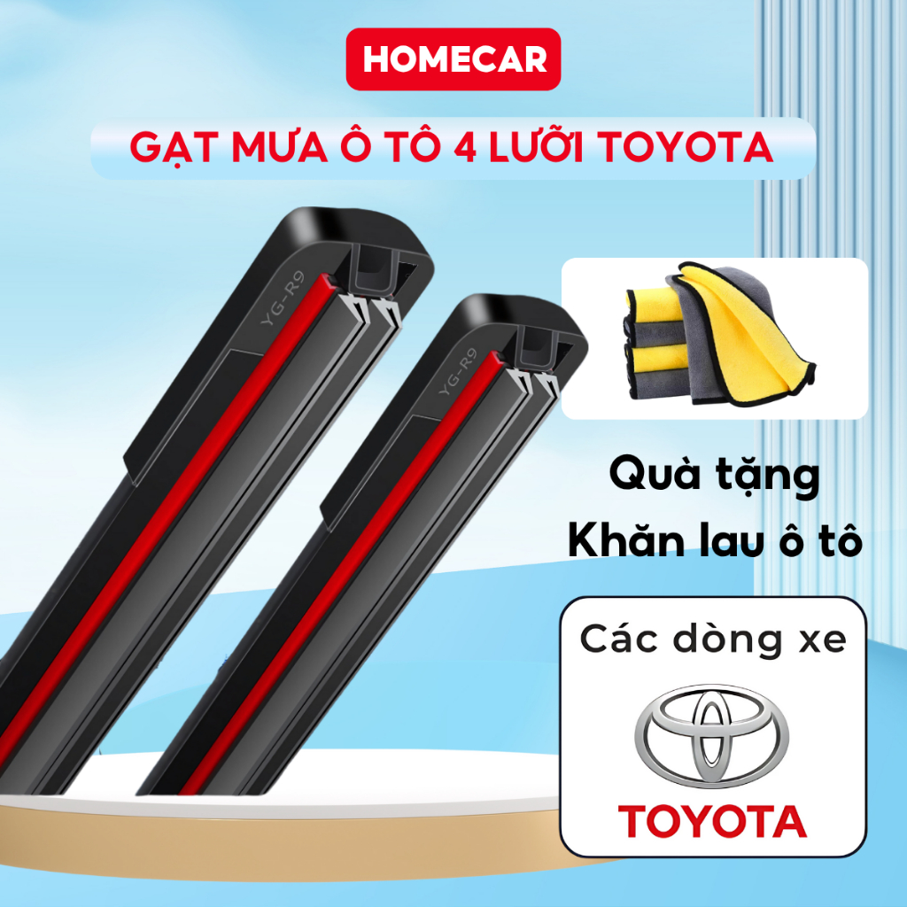 Cần Gạt Nước Ô Tô Toyota 4 Lưỡi Chính Hãng Gạt Mưa Theo Xe Toyota Vios Hilux Fortuner Camry Silicon
