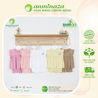 [Chính hãng] AMI0140 - Bộ Cộc Tay Bé Gái Thỏ Love Anminaza Vải Sợi Tre Mềm Mịn Và Co Dãn