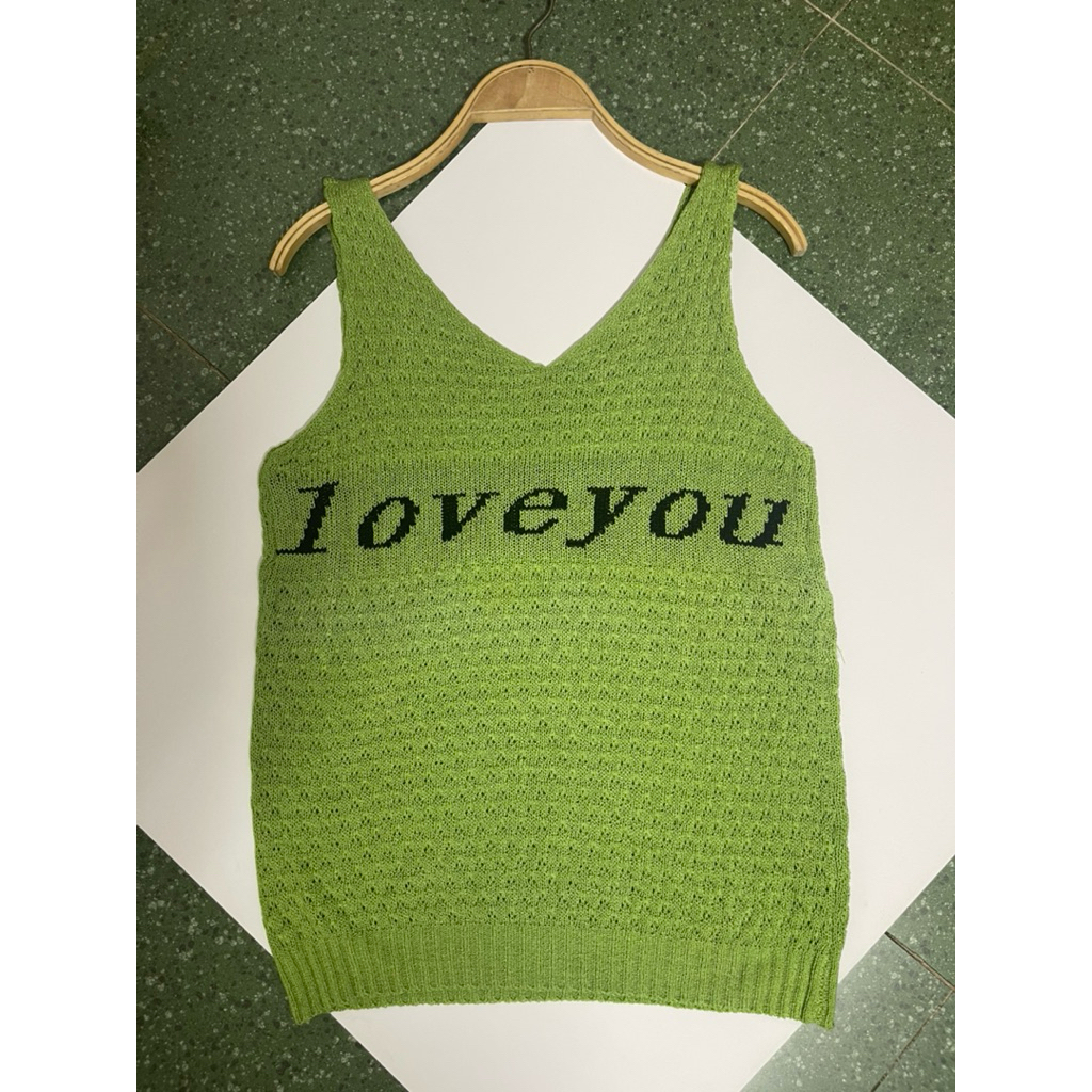 Xả kho mẫu áo ba lỗ len thoáng mát ILOVE YOU