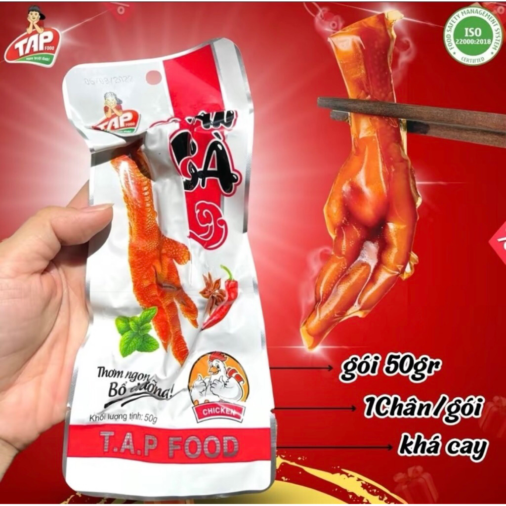 Combo 30 chân gà TAP Food 50g vị tê cay gói 1 chân siêu to