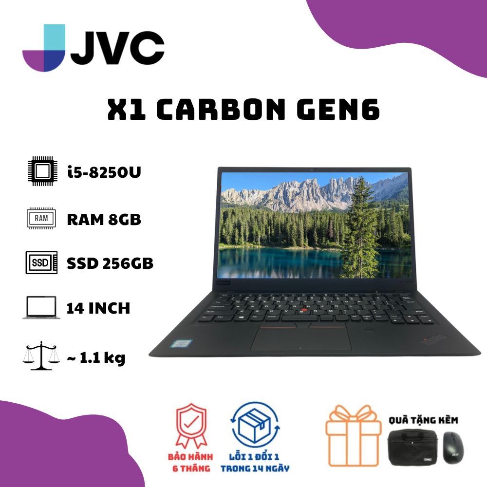Laptop Like New Rẻ Lenovo Thinkpad x1 carbon gen 6 Core i5 8250U Ram 16gb SSD 512 14 inch FullHD | BigBuy360 - bigbuy360.vn