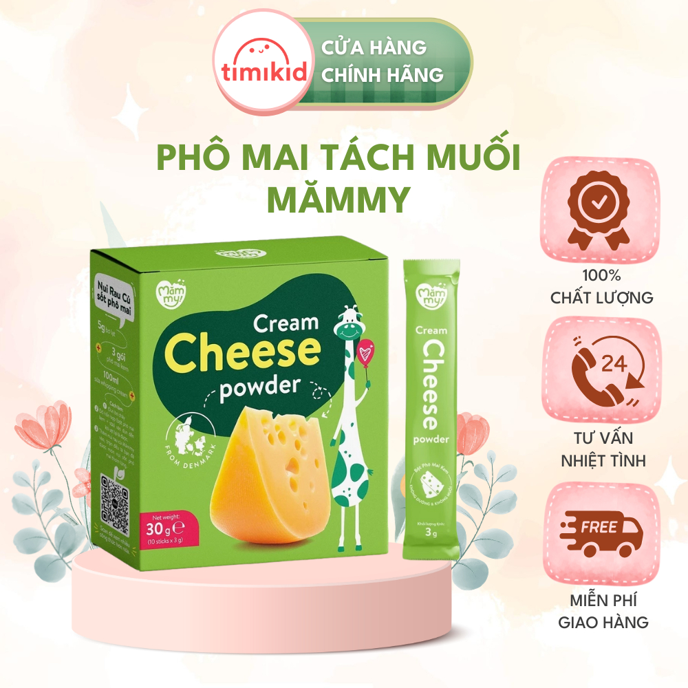 [100% Phô mai] Phô Mai Tách Muối Mămmy Dạng Bột Rắc Cơm, Cháo Cho Bé Ăn Dặm - hộp 10 gói (3g/gói)