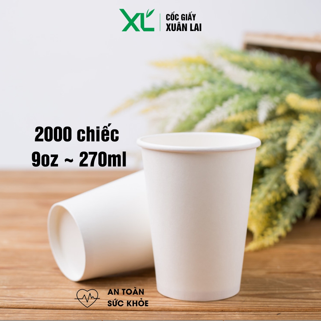 2000 chiếc Cốc Giấy màu Trắng 9oz dùng 1 lần trong tiệc cưới hội nghị chất lượng cao 270ml