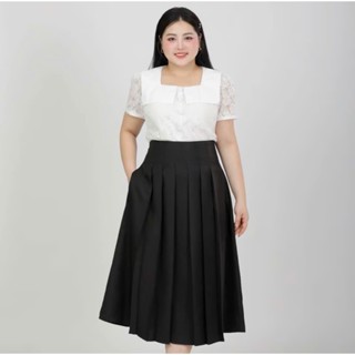 Chân váy Bigsize nữ công sở xếp ly lớn vải mềm mịn, chân váy dài che khuyết điểm 50-90kg - LUCY Bigsize (CT23-1128)