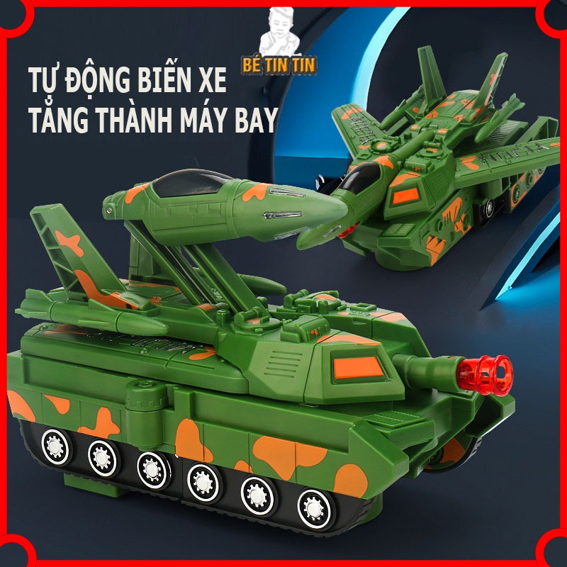 Đồ Chơi 2 In 1 Xe Tăng Có Thể Biến Hình, Đồ Chơi Máy Bay Biến Hình, Xe Tăng Biến Hình Tự Động, Có Đèn, Có Nhạc, Chạy Pin