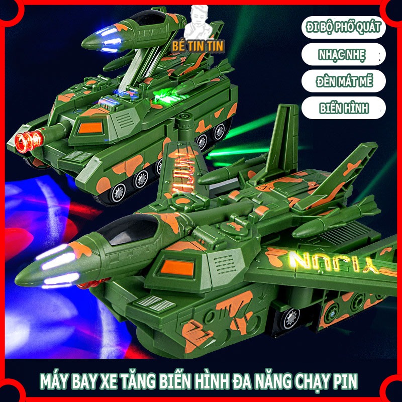Đồ Chơi 2 In 1 Xe Tăng Có Thể Biến Hình, Đồ Chơi Máy Bay Biến Hình, Xe Tăng Biến Hình Tự Động, Có Đèn, Có Nhạc, Chạy Pin