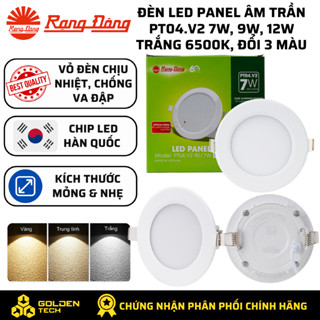 Đèn LED Panel âm trần tròn 7W, 9W, 12W Ánh sáng Trắng 6500K, Đổi 3 màu, Chip Led Hàn Quốc PT04.V2