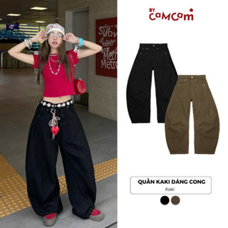  Quần Kaki BALLOON Bycamcam Ống Rộng Dáng Cong Pants Hack Eo Phong Cách QTD029 