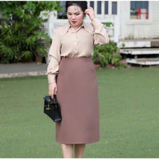 Chân váy Bigsize nữ đi chơi sang chảnh kiểu A dài xẻ sau chất tuyết mưa cao cấp 50-90kg - LUCY Bigsize (072)