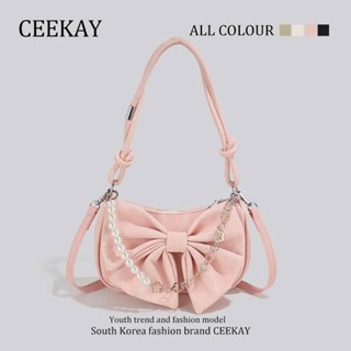  Túi Xách Ceekay Chính Hãng - Túi Đeo Vai Da Nhung Hoạ Tiết Cánh Nơ Kèm Chuỗi Ngọc Trai Thanh Lịch Cao Cấp 6853 
