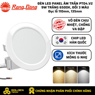 Đèn LED Panel âm trần tròn 9W Ánh sáng Trắng 6500K, Đổi 3 màu, Chip Led Hàn Quốc PT04.V2