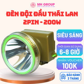 Đèn pin đội đầu Thái Lan 200W - Sử dụng 2 pin, siêu sáng, chống nước, lý tưởng cho đi rừng