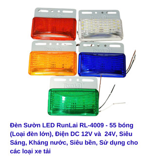  Đèn Sườn LED RunLai RL-4009 - 55 bóng DC 12V  24V Siêu Sáng Kháng nước Dùng cho các loại xe tải 