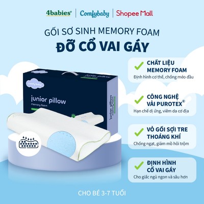 Gối  Đỡ Cổ Vai Gáy Comfy Baby Thiết Kế Công Thái Học, Kháng Khuẩn Sinh Học, Thoáng Khí