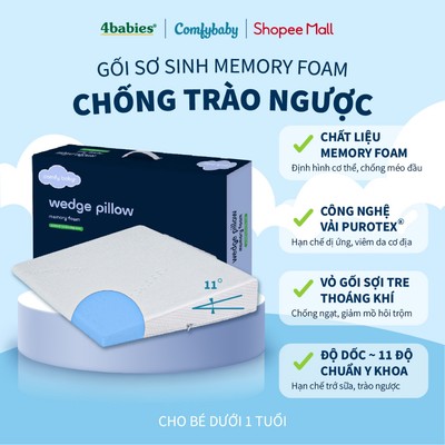 Gối Sơ Sinh Chống Trào Ngược Comfy Baby, Giảm Nôn Trớ, Ọc Sữa, Kháng Khuẩn Sinh Học, Thoáng Mát