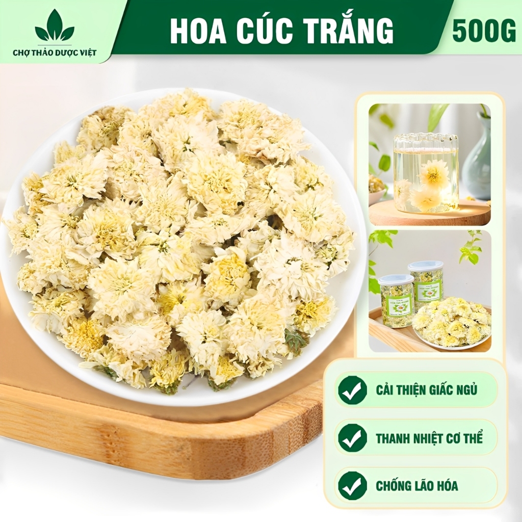 Hoa cúc trắng 500g, trà hoa cúc khô, nguyên bông trắng đẹp, trà bạch cúc, tốt cho sức khoẻ