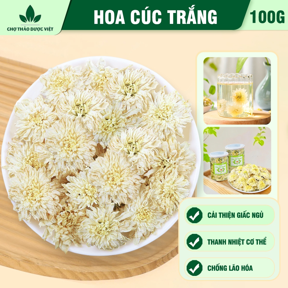 Hoa cúc trắng 100g, trà hoa cúc khô, nguyên bông trắng đẹp, trà bạch cúc, tốt cho sức khoẻ