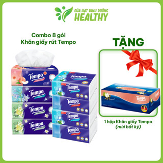[MUA 2 LỐC - 8 GÓI TẶNG 1 GIẤY HỘP] Khăn Giấy Rút Cao Cấp Tempo 90 Tờ, 4 Lớp Bền Dai, An Toàn Cho Da,Thương Hiệu Đức