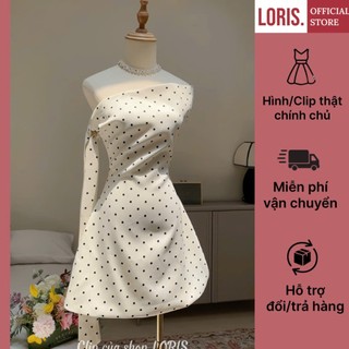  LORIS - Chou Dress Đầm chéo vai chấm bi 
