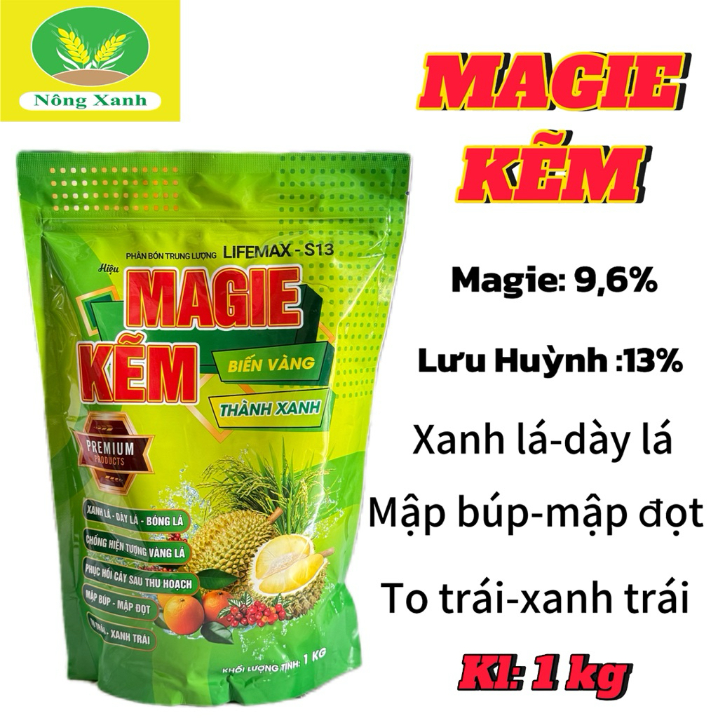 Magie kẽm biến vàng thành xanh(gói 1kg) xanh lá dày lá